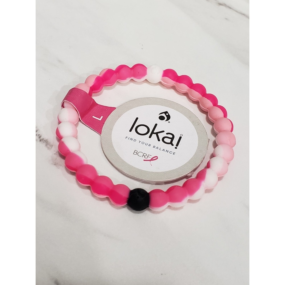 NEW Lokai Bracelet LARGE Bracelet Everest & Dead Sea Water pink white marbled